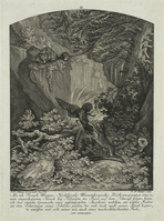 TvB G 4372
<br/>
Auerhaan belaagd door wilde kat en vos
<br/>
<em>Ridinger, Martin Elias (ca. 1730-1780)</em>